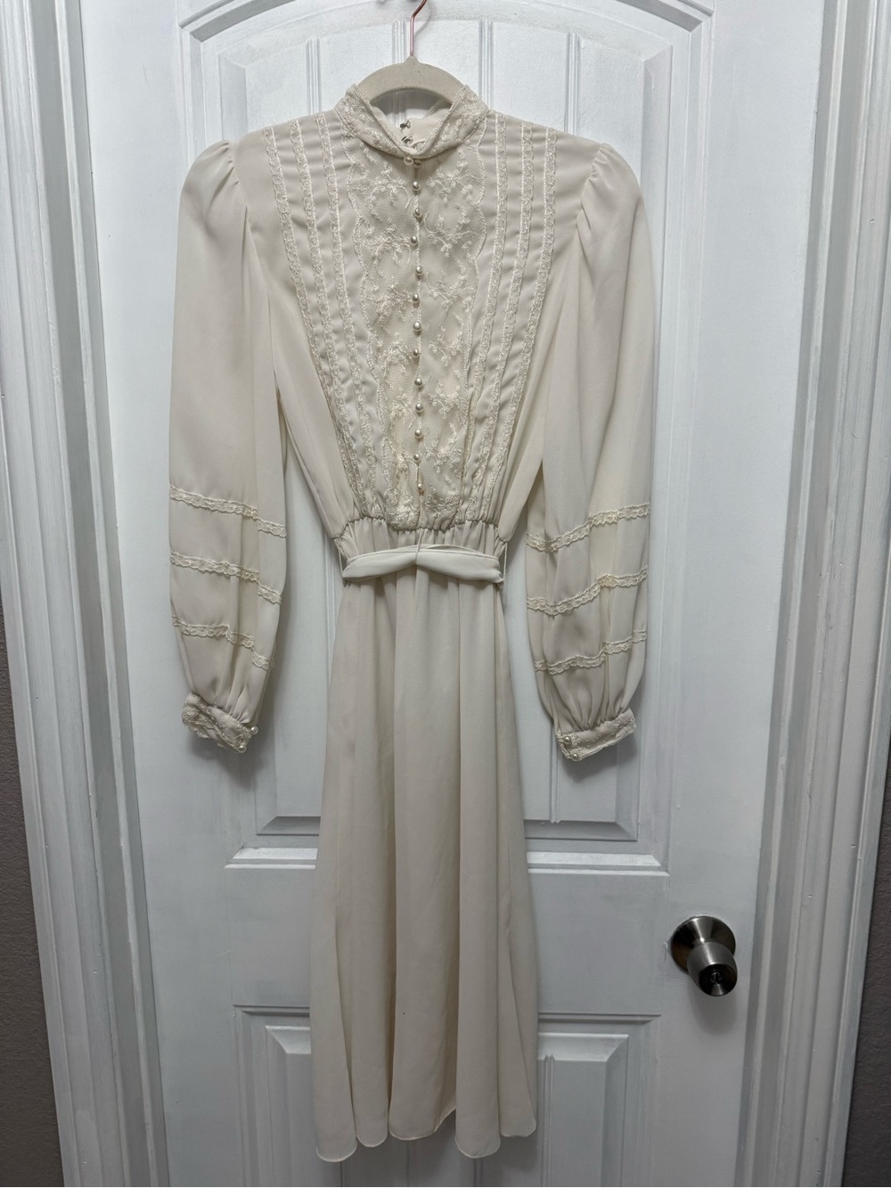 Vintage Argent Fille Ltd Cream Sheer Slip Dress Ruffles Wedding XS / Small (G-7)